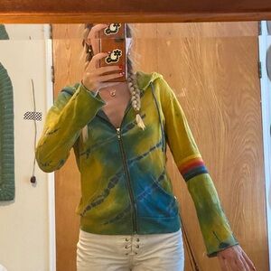 Aviator Nation Tie Die Rainbow Stripe Hoodie XS